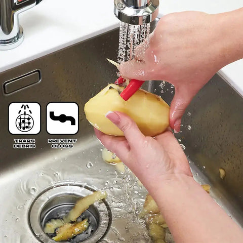Washing vegetables over sink with kitchen sink basket strainer replacement for standard drains 3.25 inch chrome plated stainless steel