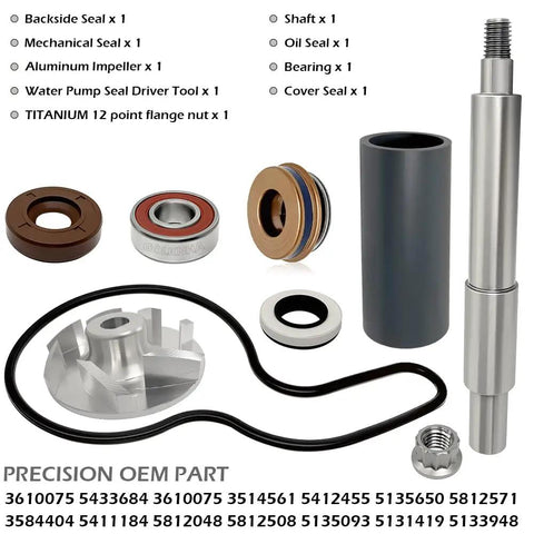 Slick Heavy Duty Water Pump Rebuild Kit Featuring Tough Impeller Shaft And Fast Acting Seal Driver Tool For Polaris Sportsman Ranger Rzr Atv Utv Replacement Gear parts including aluminum impeller and seals.