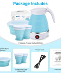On The Go Portable Electric Kettle 600ml Foldable Tea Coffee Kettle With Collapsible Cup Set Fast 5 Minute Boil BPA Free 110V 400W
