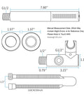 Technical diagram of Brushed Nickel Dual Modes Brass Shower Wand High Pressure 7 Inch Handheld Shower Head Sprayer with measurements.