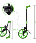 Rock Solid Aluminum Measuring Wheel With Giant Digital Dial And Easy Fold Handle For No Sweat Field Work And Swift Land Surveying Up To 9999 Meters, showing height and compact fold.