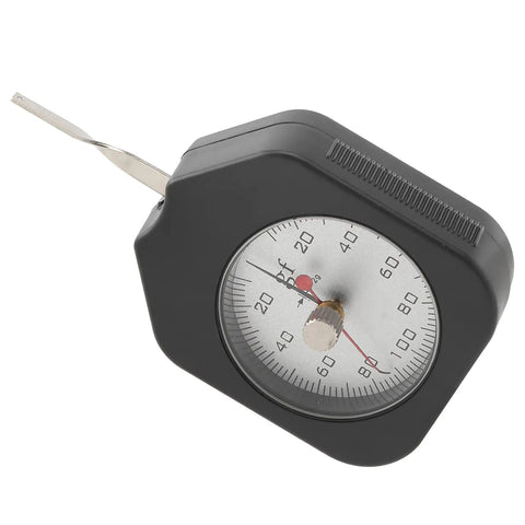 Pocket Dial Tension Gauge Meter With Dual Pointer And 100G Gram Force Capacity solid ABS alloy built for accurate measurements.
