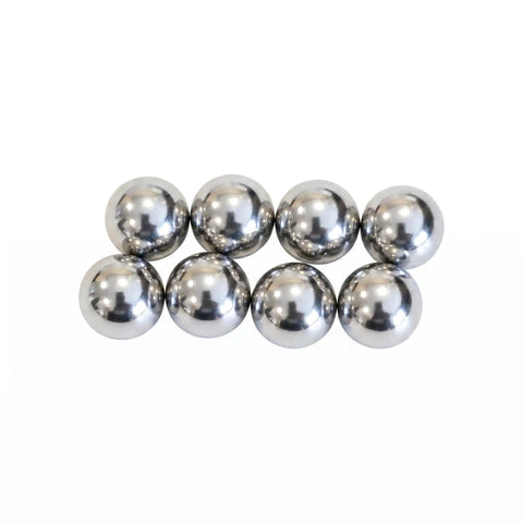 Premium Heavy Duty Carbon Steel Replacement Spheres Half Inch Diameter in an eight piece pack for plumbing repairs.