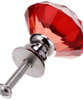 Fresh 10 Piece Clear Crystal Glass Cabinet Knobs With Sparkling Diamond Drawer Pulls And Slick Chrome Base For Kitchen Cupboard Wardrobe And Dresser Upgrades, red diamond cabinet knob close-up.