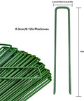 U Shaped Galvanized Steel Ground Pins Garden Stakes And Staples For Landscape Netting And Ground Sheets Heavy Duty Pegs 6 Inch 40 Pack Green Yard Workhorse showing size