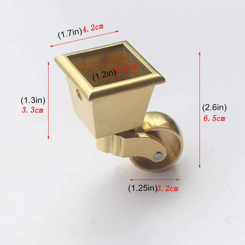 Genuine Solid Brass Swivel Caster Wheels Built Damn Tough For Heavy Duty Furniture Rolls Smooth Operator Glide with square base dimensions.