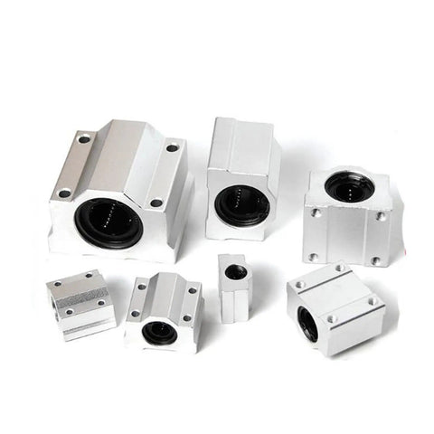SCS8UU 8MM Linear Bearing Slide Block for Slick Motion and Heavy Duty Grind, multiple sizes of aluminum slide blocks.