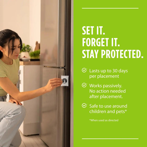 Kicks Mice To The Curb With This Heavy Duty Peppermint And Cinnamon Mouse Repellent Pouches Pack Of 10 shown on refrigerator.