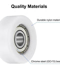 4Pcs 608ZZ Nylon Roller Bearings 8x32x12mm Idler Pulley Guide showing durable nylon and chrome steel bearing construction.