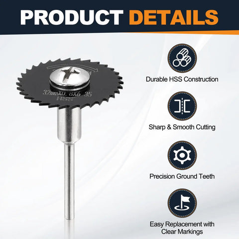 Top Shelf High Speed Cutting Wheel Set Eight Piece Multipurpose Metal Abrasive Blades For Rotary Power Tools Industrial Strength Pro Level Precision Trimming And Detailing, 32mm HSS cutting disc