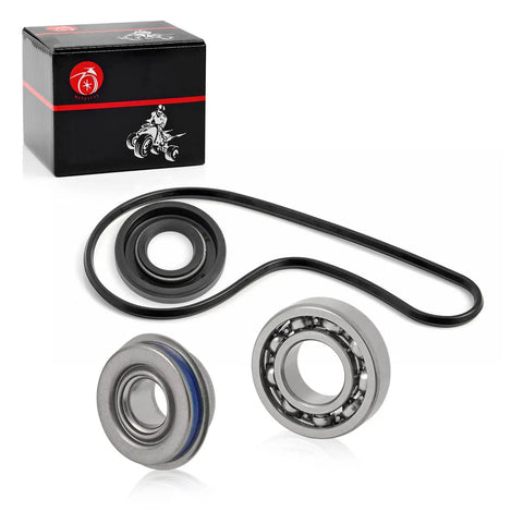 Top Shelf Heavy Duty Water Pump Seal And Cover Gasket Repair Kit For RZR Ranger Sportsman Ace UTVs includes gasket, shaft seal, and bearings.