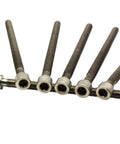 Top Shelf Grade 2 Titanium Hex Socket Machine Screws For Bike Frames And Disc Brakes M10 X 120 mm showing five screws in a line.