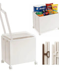 Hella Smooth Rolling Folding Utility Cart And Tough Portable Rig With Four Wheel Rotating Brakes, compact with lid and wheels, loaded with snacks.