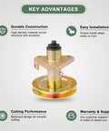 Heavy Duty Spindle Assembly For John Deere STX38 And STX46 Lawn Mower Deck Replacement Part showing durable construction and easy installation.