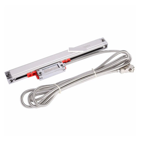Professional Digital Caliper Built Different For Precision Lathes And Milling Machines Featuring A Rock Solid Glass Scale Electronic Ruler With Half Micron Accuracy XYZ Tracking And A Badass Die Cast Alloy Housing, showing glass scale and cable.