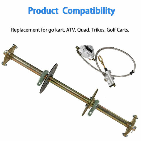 32 Inch Rear Axle Kit With Brake Assembly And Sprocket Hub Replacement For Go Karts ATVs Quad Bikes And Drift Trikes shown