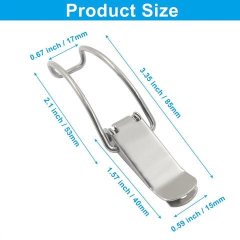 Beefy 4 Pack Spring Loaded Toggle Hasp Latch Set 87mm 3 Point 42 Inch 304 Stainless Steel with labeled dimensions view