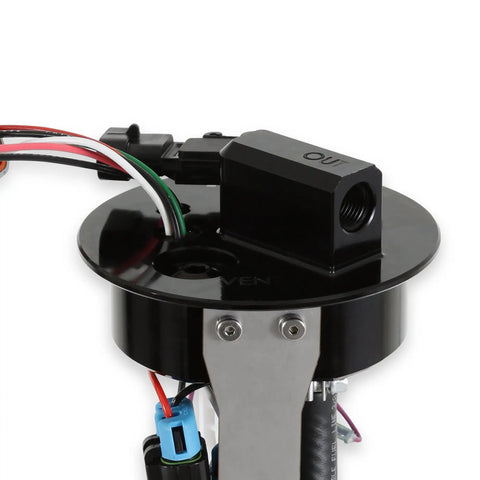 High Flow Heavy Duty Dual 450 Lph In Tank Fuel Pump Assembly Drop In Swap For 1998 Through 2002 Chevy Camaro And Pontiac Firebird E85 Ready With Integrated Sender close-up view, wiring and sender detail.