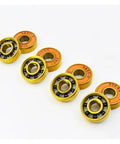 ProGrade 4 Pack 608 Hybrid Ceramic Bearings 8X22X7MM 2RS Sealed Silicon Nitride Core, yellow and black skateboard bearings.