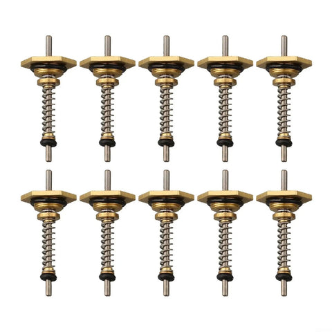 OEM Quality Standard Real Deal Copper Thimble Valve Linkage Pins for Gas Water Heaters and Boilers 12mm Ten Piece Kit arranged in two rows.