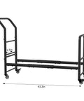 Heavy Duty Rolling Tire Rack With Four Smooth Caster Wheels For Secure Storage And Smooth Hauling Around Home Garages Local Fix Shops Heavy Gauge Steel Build with dimensions 43.3in x 34in x 15in.