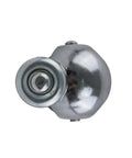 Top view of 2-Inch Office Chair Caster with Soft Black Rubber Ball, Chrome Hooded Swivel, Double Ball Bearing, Grip Ring Stem