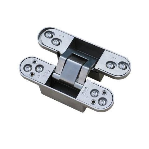 Heavy Duty Concealed Wood Door Hinge Stainless Steel Adjustable Hidden 180 Degree Silent Cabinet Hardware Single Unit close-up view