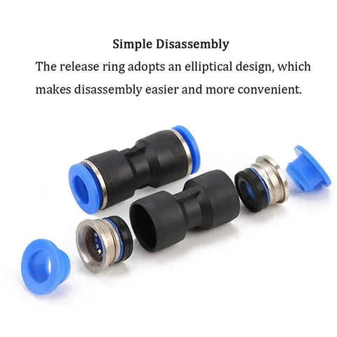 Plug And Play Pneumatic Fittings Plastic Connector Kit For Air And Water Hose Tubing Push In Straight Quick Connectors parts disassembled