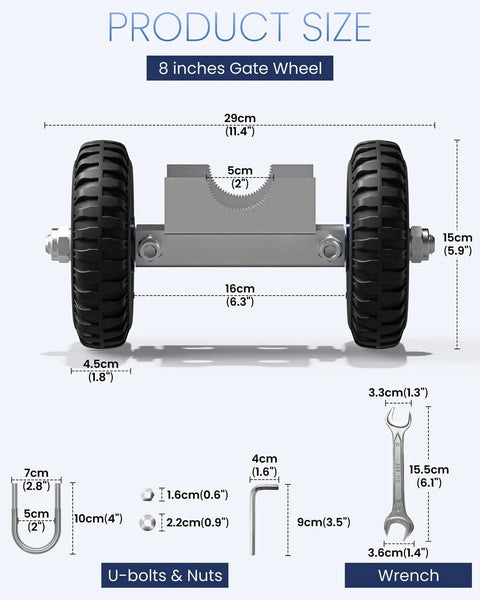 Rolling Gate Wheels Double U Bolts Sliding Gate Carrier Heavy Duty Wheel For Metal Tube Gates Sliding Gates Driveways