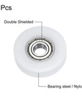 Close-up of single U Groove Ball Bearing from 8 Pack U Groove Ball Bearings With Tough Nylon Races And Heat Treated Steel For Heavy Duty Pulley Builds And Slick Gear Mods That Roll Out The Barrel Flawlessly.