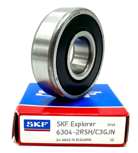 Heavy Duty Deep Groove Ball Bearing With Double Rubber Seals Built Tough For Smokin Hot Environments Rock Solid Single Row Engineering Parts 6304 Size 20 Millimeter By 52 Millimeter By 15 Millimeter Precision Ground Inner Raceways on packaging.
