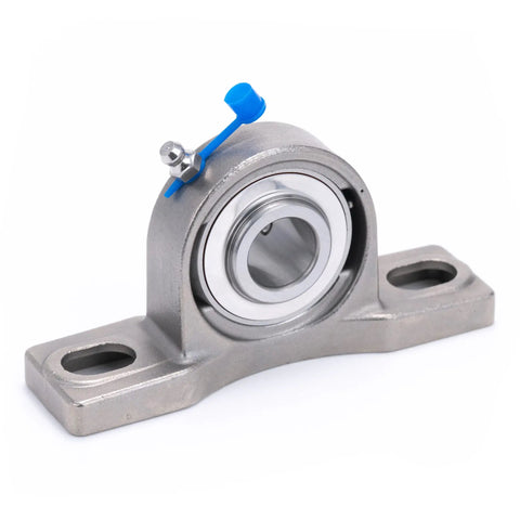 Tough As Nails 2 Pack 3/4 Inch Bore All Stainless Steel Pillow Block Bearings with blue cap, corrosion resistant, heavy duty part.
