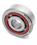 Top Notch Hella Precision Abec Five Single Row Angular Contact Ball Bearing Metric Frame With 15 Degree Contact Angle And Rock Solid Five By Sixteen By Five Millimeter Specs Built For Fast Spin Applications Ready To Go, showing side view.