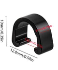12 Pack Aluminum Alloy Bicycle Cable Clamps And C Clips For Housing And Hose Guides Brakes Derailleurs And Shifters Dope MTB And Road Bike Cable Management Durable Easy Install Secure Fit with dimensions shown.