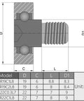 Slick Rolling Nylon Bearing Rollers With Heavy Duty Stainless Steel Threaded Rods For Silky Smooth Sliding Door Track Guides And Hassle Free Diy Hardware Fixes Pair detailed model dimensions