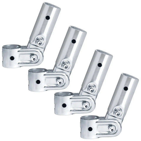 Adjustable Angle Pipe Clamp Connectors For One Inch EMT, Four Pack With Bolts And Nuts, Three Thirty-Second Inch Steel, Electro Galvanized