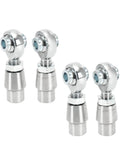 Four Piece Five Eighths Inch Eighteen Thread Heim Joint Rod End Kit With Spacers showcasing chrome rod ends for custom setups.