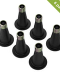 Six Pack Bed Frame Feet Risers For Replacing Wheels, Prevent Slipping And Sliding, Fits Over Standard Bed Foot, Black And Gold Reinforced Plastic Bed Risers For Wood Tile And Hard Floors displayed from a top view.