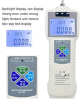 Slick Operation Electric Tensile Tester With Four Hundred Fifty Millimeter Stroke Digital Force Gauge dual clamps and probes display.