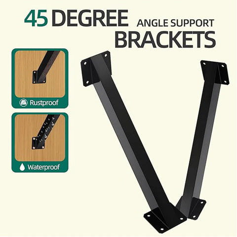 8 Pcs 45 Degree Angle Support Brackets For Wood Posts And Beams, Heavy Duty Pergola Corner Brace Kit For Gazebos, Pergolas, Tree Houses, And Outdoor Decks