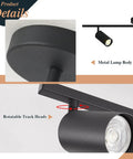 Close-up of Modern Dope Matte Black 3 Light Adjustable LED Track Lighting Kit with rotatable heads and industrial design.