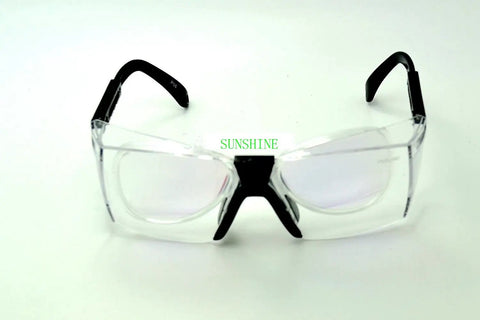 Kickass Double Layer Safety Glasses For CO2 Carbon Dioxide Laser Work with clear lenses and black frame for shop use.