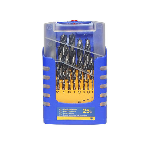 Brad Point Drill Bit Set 25 Piece Chrome Vanadium Wood Drill Bits From 1mm To 13mm Pro Grade Tools For Clean Precise Holes And Smooth Drilling With Minimal Heat For DIY Projects And Serious Woodworking