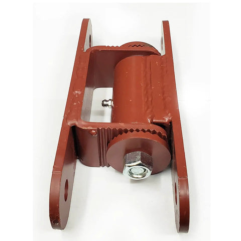 Heavy Duty Bolt On Driveway Gate Hinges Adjustable With Greasable Zerk Fittings showing a red hinge with a roller, designed for 1000 lbs loads.