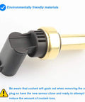 Close-up view of coolant temperature sensor (ECT) with brass probe and black plastic connector.