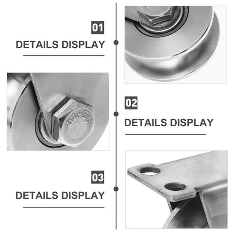 Close-up view of Stainless Steel Sliding Door Pulleys With Double Bearing And Heavy Duty Triangular Bracket for smooth operation.