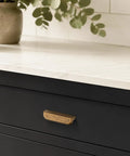 Rock Solid Antique Brass Cabinet Pulls For Kitchen Cabinets And Hefty Drawers 3 Inch Hole Center on sleek black drawer.