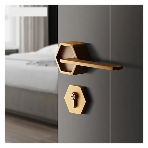 Top Shelf Interior Silent Door Lock Crafted From Premium Zinc Alloy Handle featuring a hexagonal design for smooth closure.