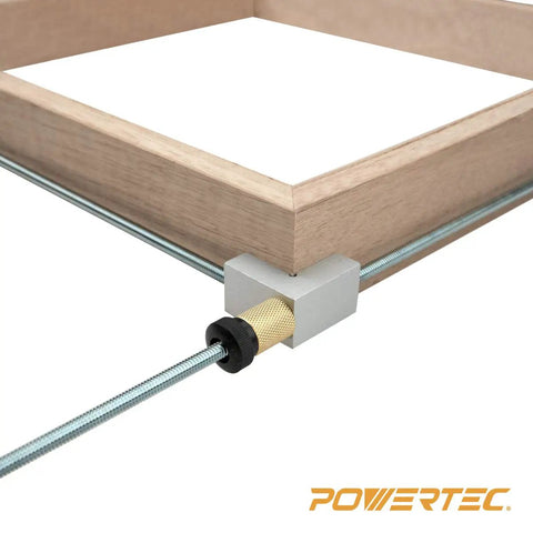 Pro Grade Aluminum Quick Release Corner Framing Clamp Kit For Picture Frames Up To Forty Five And A Half Inches in use on frame