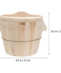 Premium Wooden Steaming Rice Basket Cooks Up Fluffy Fragrant Rice Fast, 8.2 in bamboo steamer with detachable base.